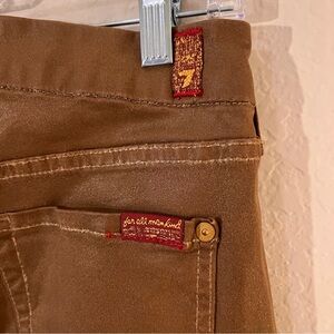 7 For All Mankind Ankle Skinny Jeans Brown Faux Leather Size 28 Made in USA